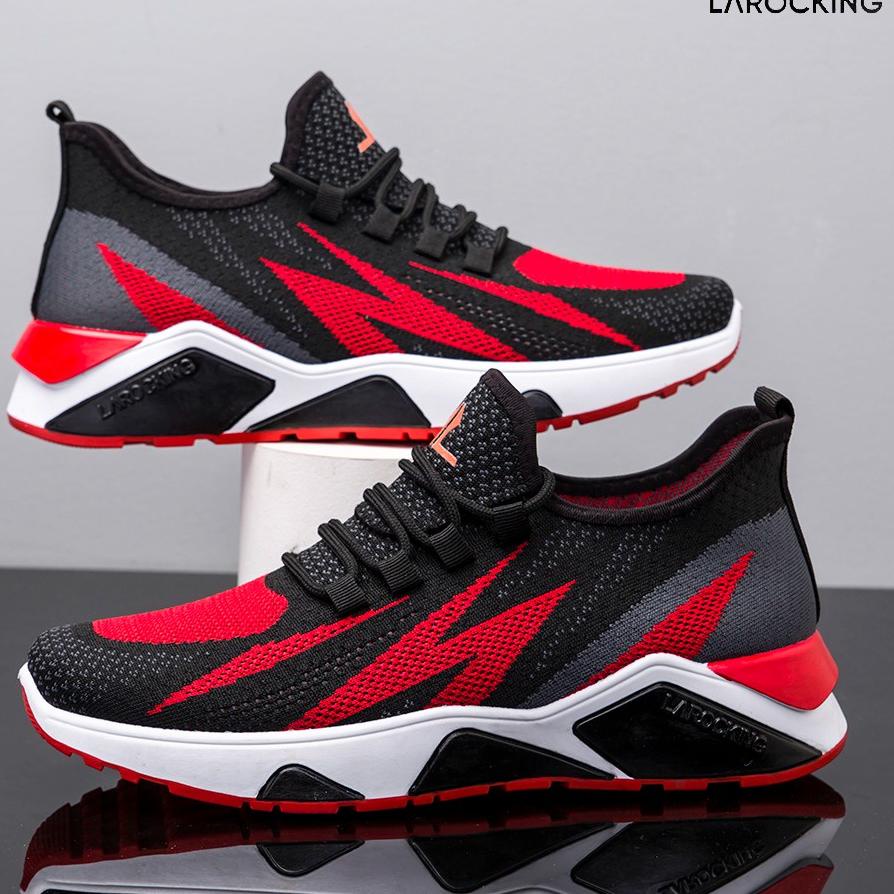 F-39 (OBRAL NODA) Larocking - Nexus Merah Hitam | Sepatu Sneakers Running Gym Shoes Sports 819❥