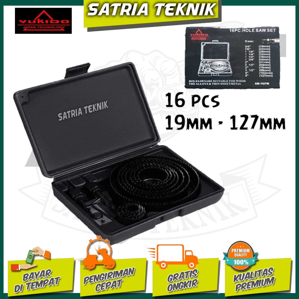 NEW Hole Saw 16 PCS YUKIDO Kayu Pipa PVC Hidroponik