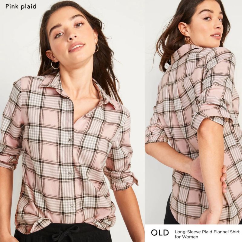 Olnavy Long Sleeve Plaid Flannel  Shirt Original Branded