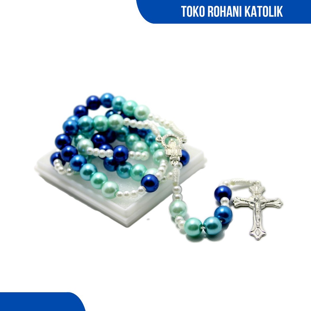 ROSARIO MUTIARA SINTETIS (BLUE OCEAN)/ ROSARIO KALUNG PAREL / ROSARIO KATOLIK / SALIB ROSARIO / KALUNG PRIA WANITA / KALUNG ROHANI / ROSARIO CANTIK / KONTAS