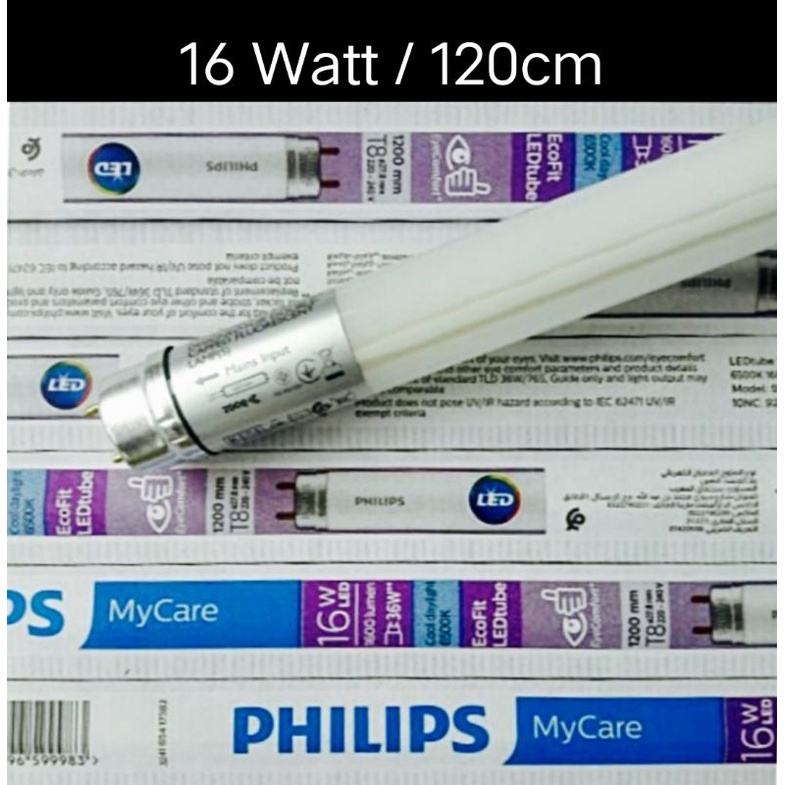 Lampu Led TL T8 Ecofit Tube Philips 16w & TL LED Set BN015C 1x16w 120cm (Kap+Tube TL) cahaya putih
