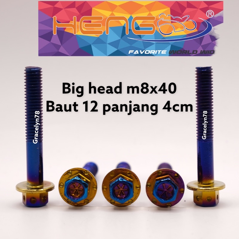 baut probolt BIG HEAD flower HENG m8x40 8x40 2tone twotone baut 12 panjang 4cm