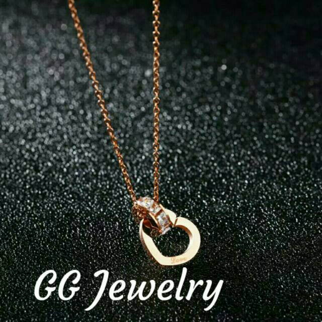 GG Kalung Love Ring Rantai Classic Titanium #KL-131A
