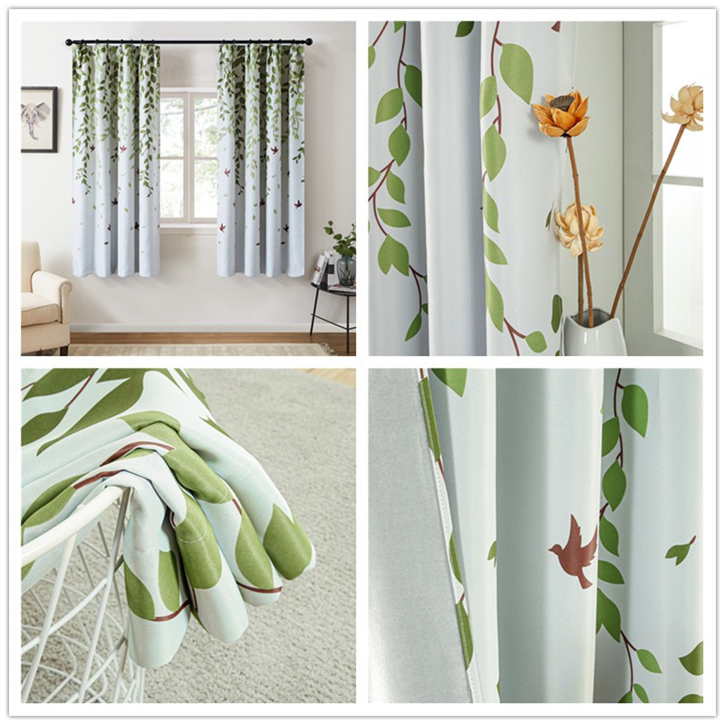 Tirai Jendela Model Blackout dengan Motif Print Daun Tirai Jendela Model Blackout dengan Motif Print Daun