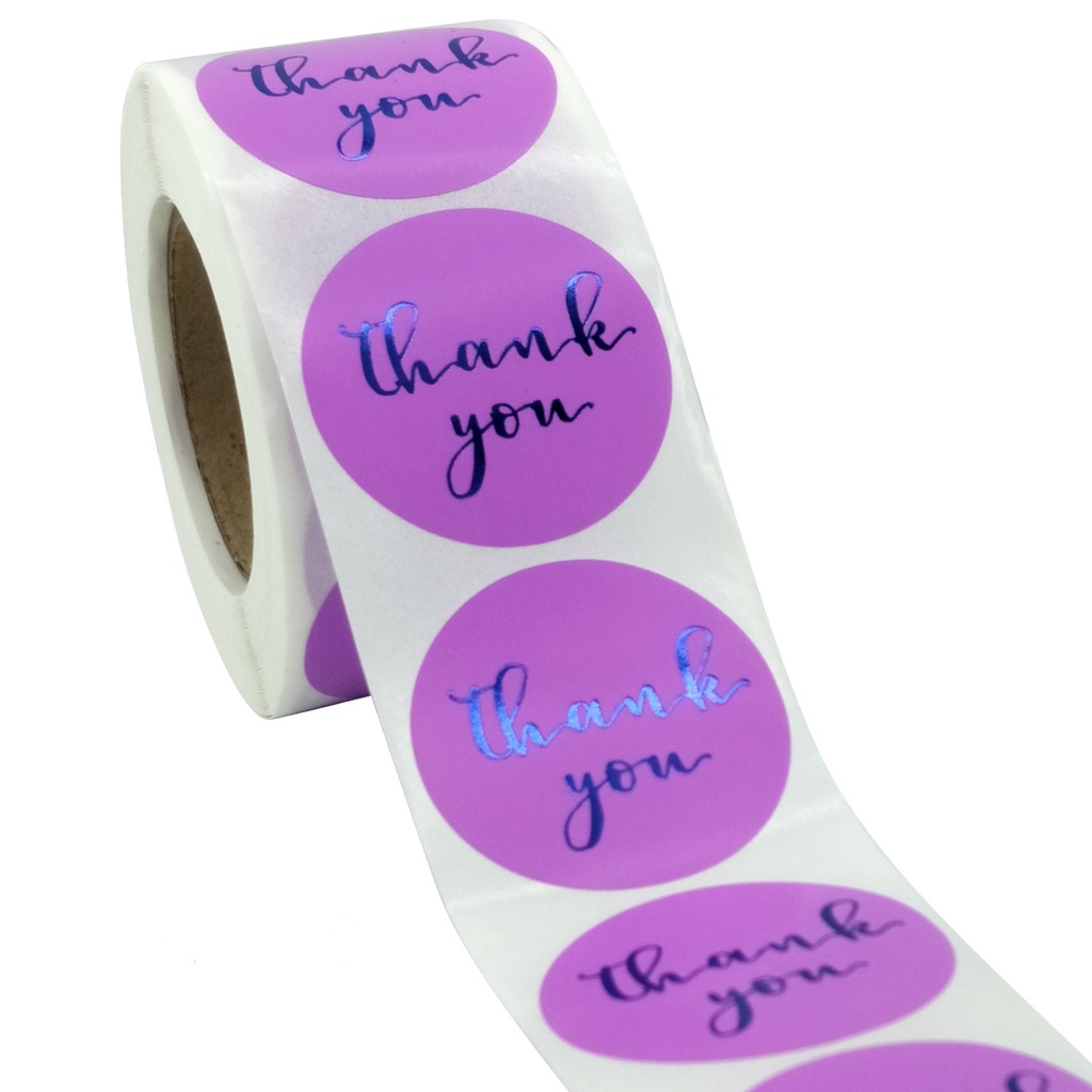 

50pcs Purple Blue Thank You Sticker Stiker Terima Kasih untuk Online Shop Packing Label Sticker Packaging Seal Segel