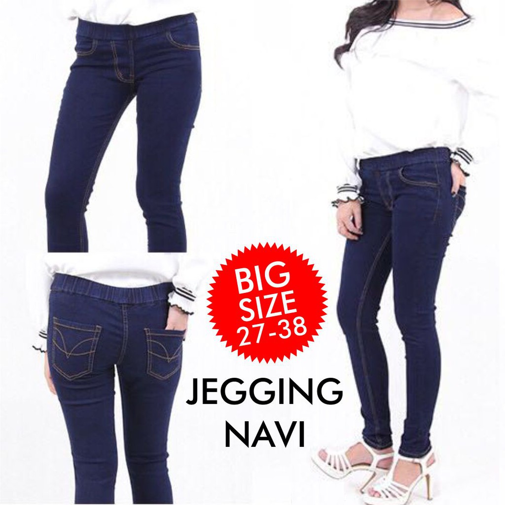 CELANA PINGGANG KARET BIGSIZE JUMBO SOFTJEANS STRETCH JEGGING ADA 35-38 39-42 CELANA LEGGING