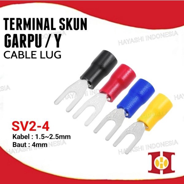 Kabel Skun Y Fork Isolasi SV2-4 Cable Lug Terminal Sekun - 100pcs