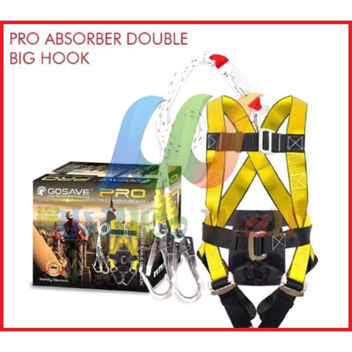 Jual Full Body Harness Absorber Double Lanyard Big Hook Safety Belt