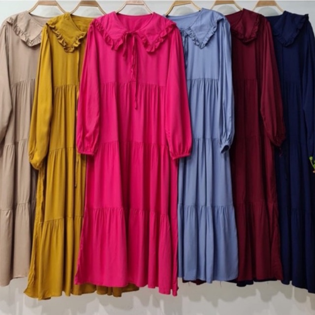 G666 Long Tunik Midi Dress Jumbo | Gamis Mini Dress Premium | Atasan Wanita Susun Polos Rayon Twill | Maxy Dress Qiqi Busui Friendly | Korean Babydoll Dress | Maimon Grosir