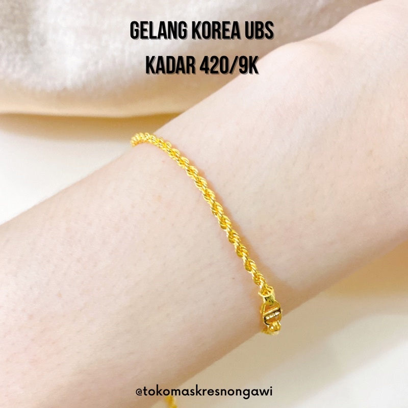 gelang emas korea kadar 420/9k emas asli