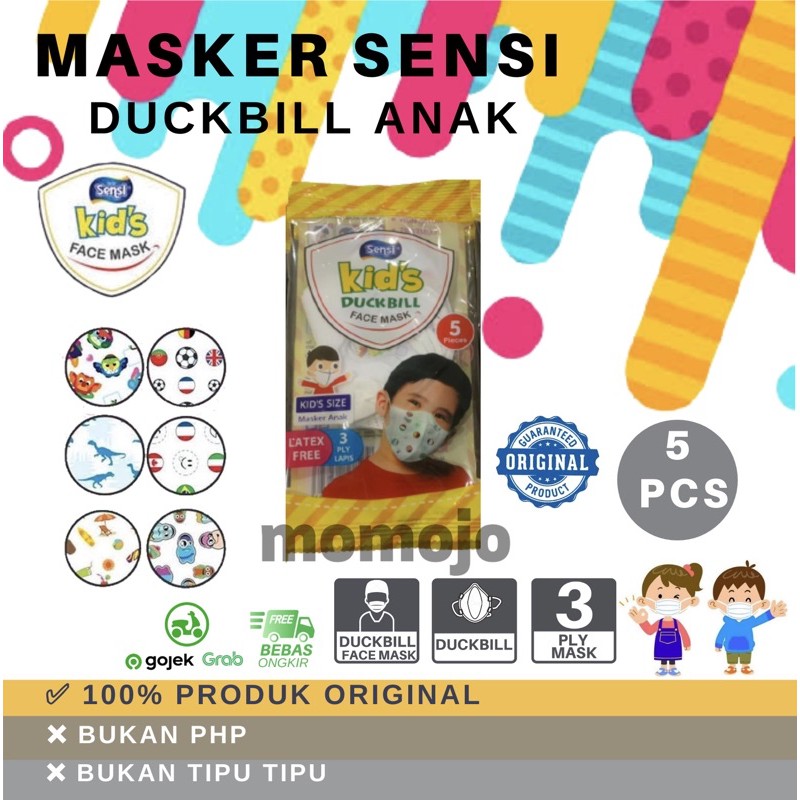 MASKER SENSI DUCKBILL KIDS MASKER ANAK 3 PLY SACHET ISI 5 PCS