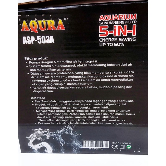 Pompa aquarium slim hanging filter AQURA ASP 503A