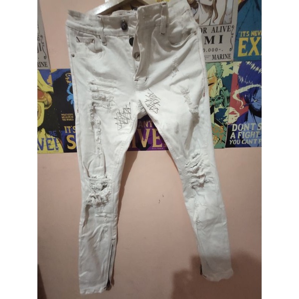 Celana jeans Ham jeansku B1 biker white