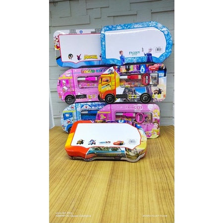 

pencil case white board bentuk mobil bus