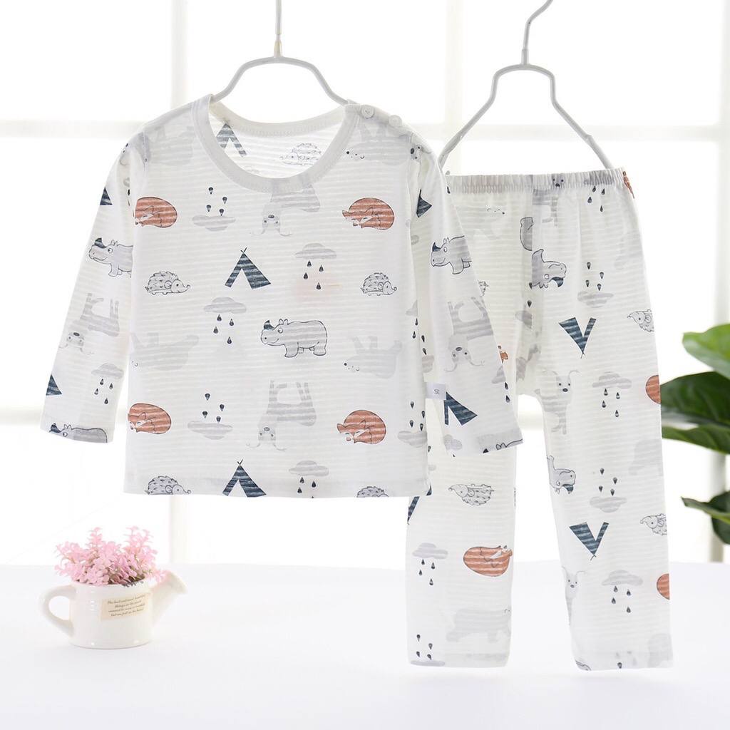 LIN9100 - Setelan Piyama Panjang Anak Bayi / Balita Karakter Lucu bahan katun