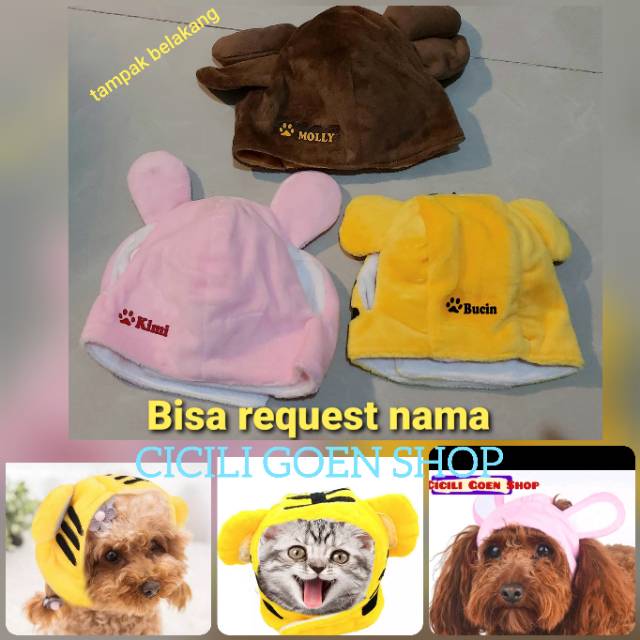 Topi rusa harimau bunny helm karakter costume cosplay u/ anjing kucing kelinci import hats aksesoris