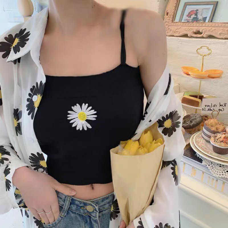 TANK TOP DAISY CROP / TANKTOP VEGA RIB BAHAN SPANDEX FIT L