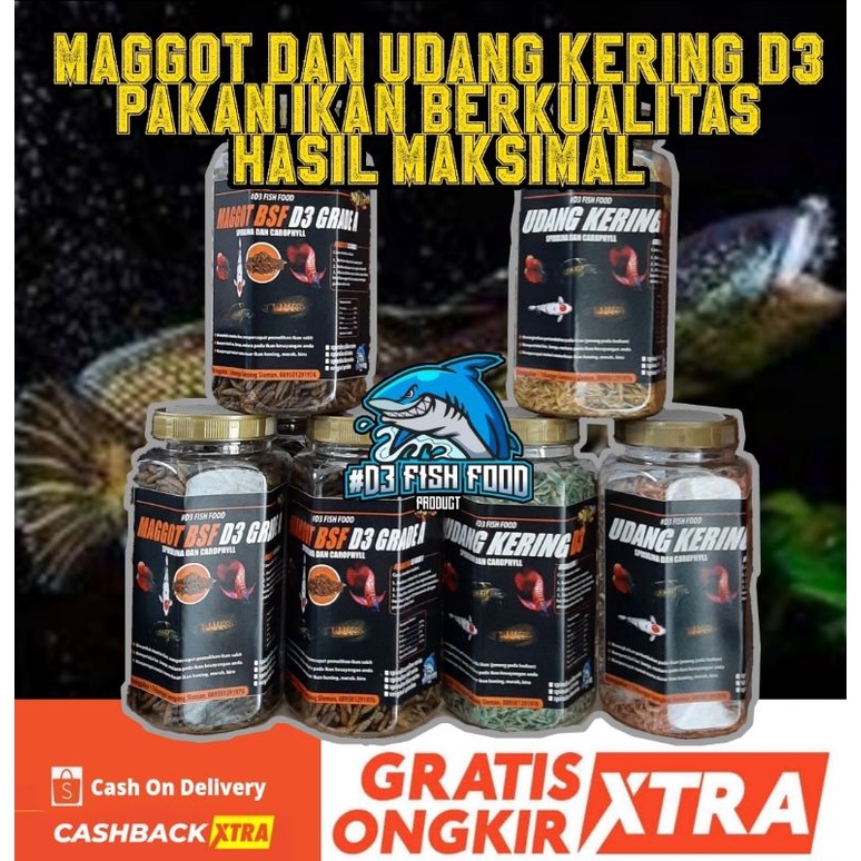 MAGGOT KERING BSF D3 SPIRULINA + CAROPHYLL YELLOW, RED, BLUE, ORIGINAL