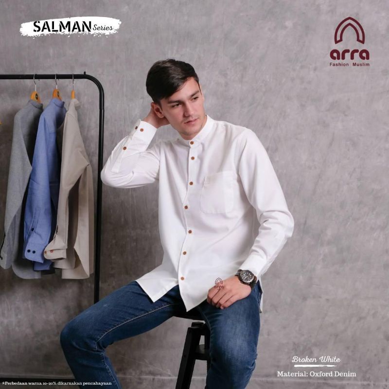 FASHION baju koko cowok salman series pakaian muslim pria dewasa atasan lengan panjang kemeja remaja