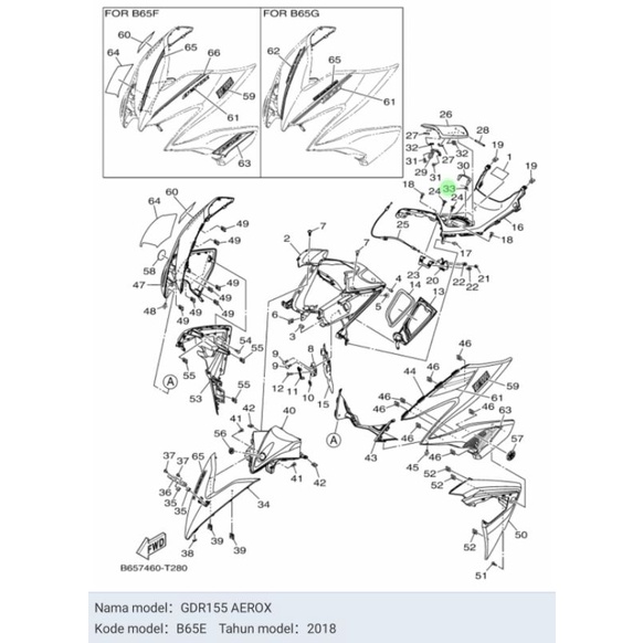 SPRING PER TUTUP BENSIN AEROX 155 ASLI ORI YAMAHA B65 F7426 00