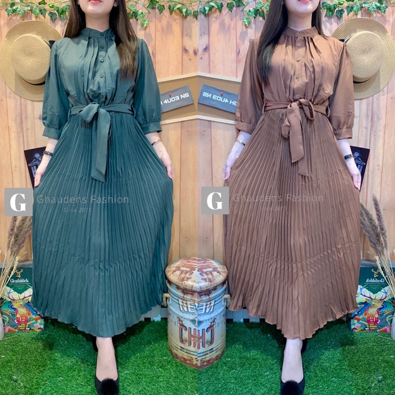 Long Dress Plisket Larysla 1241 - Ghaudens