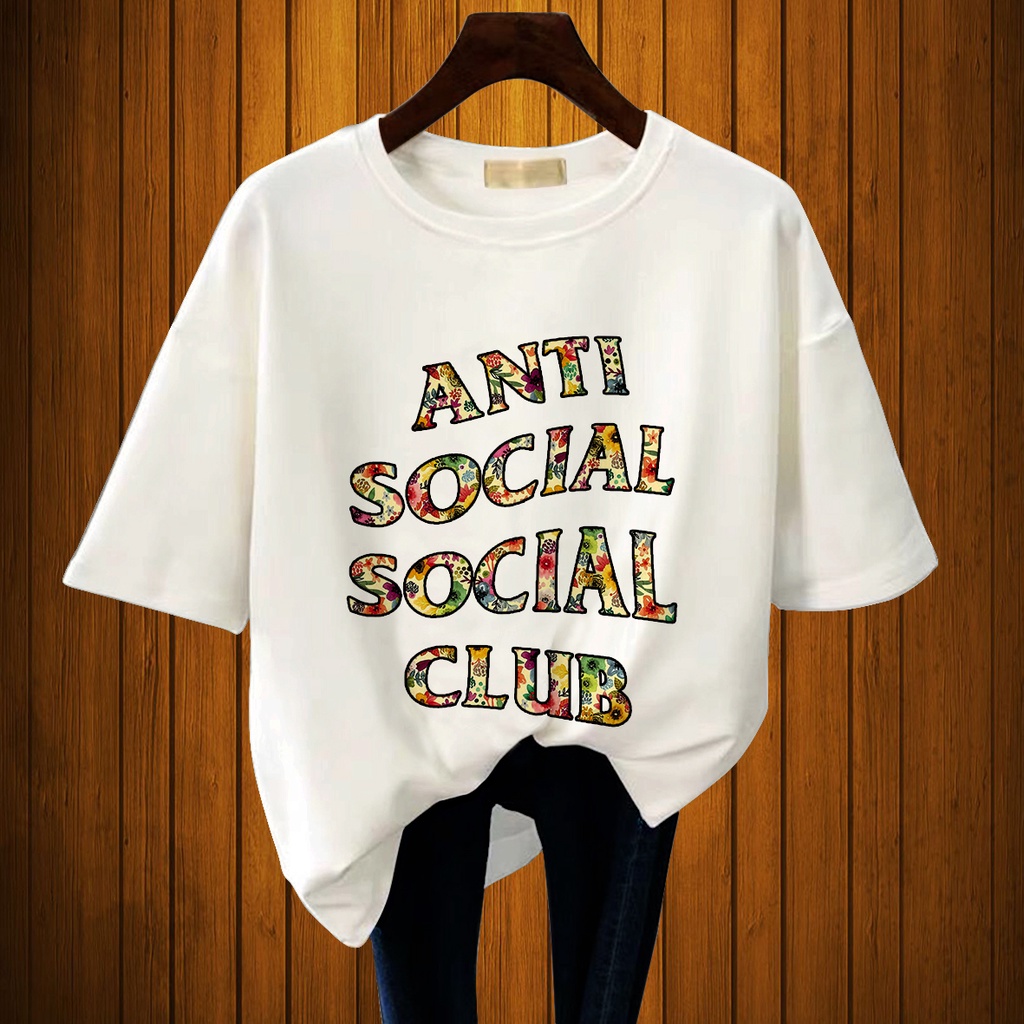 CALVIERO SHOP - BAJU KAOS WANITA DEWASA PRINT CASUAL ANTI SOCIAL CLUB