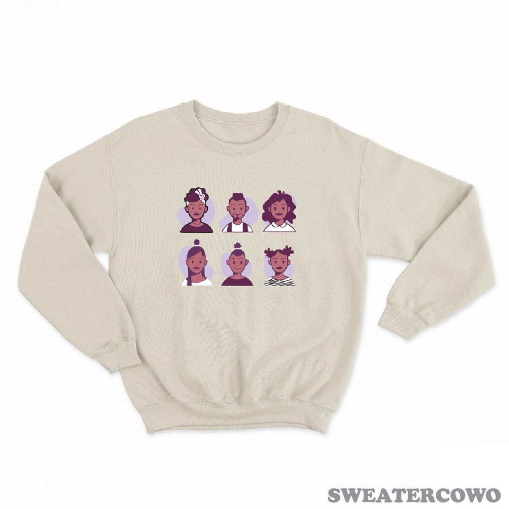 Sweaterpolos Basic Sweater BOHO FAMILY ( Sablon ) Unisex Pria &amp; Wanita