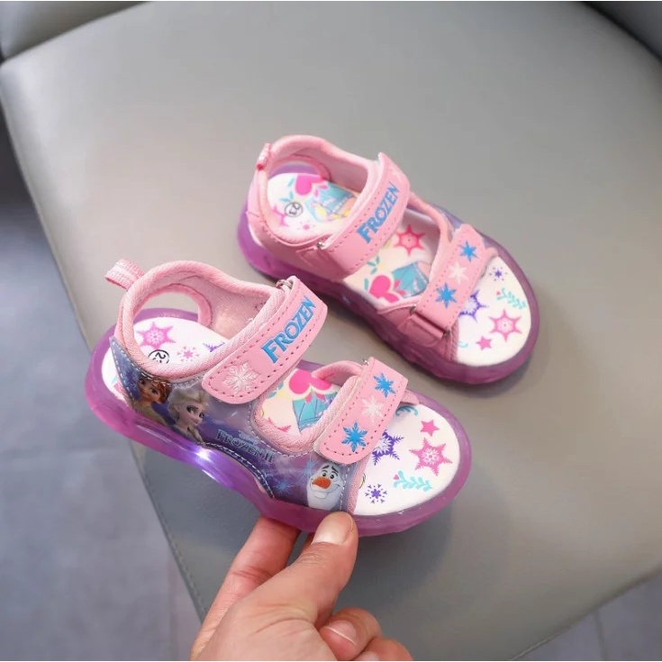 Sepatu  SANDAL Anak Perempuan LED IMPORT Model Terbaru FROZEN 006