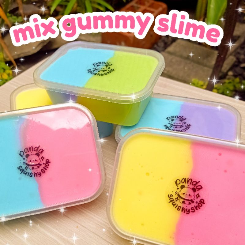 mix gummy slime by pandasquishyshop tofu slime mix slime rainbow slime warna warni