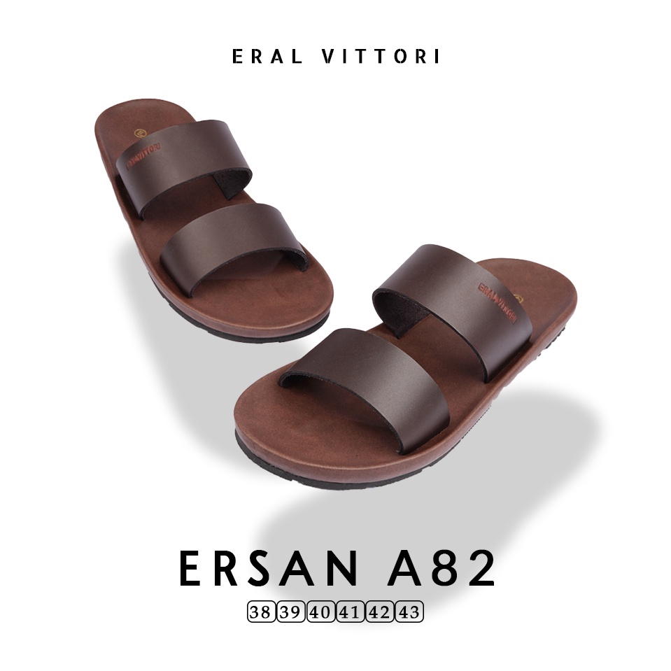 Eral Vittori -  Ersan A82 Sandal Pria Kulit Harian Santai Coklat