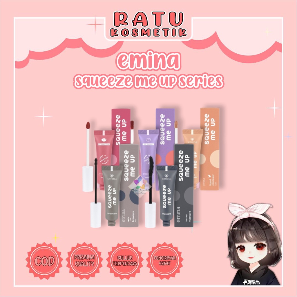 ❤ RATU ❤ Emina Squeeze Me Up Series Make Up | Mascara Lip Cream Liquid Concealer Lip Gloss (✔️BPOM) Halal