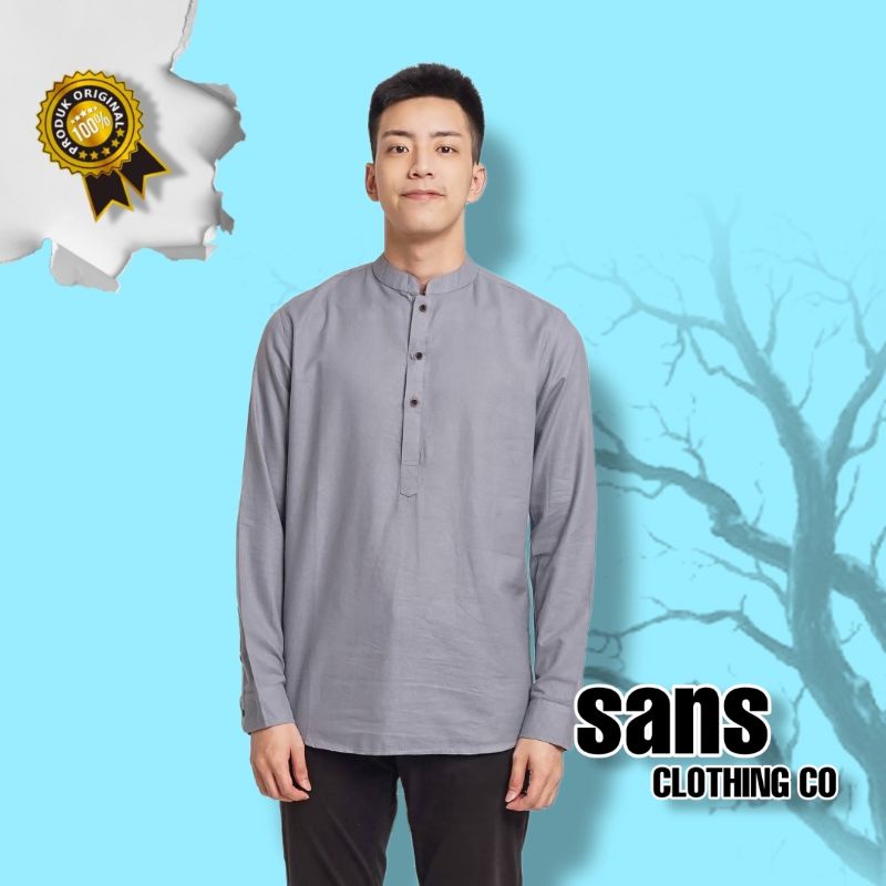 Kemeja Koko Shanghai LIGHT GREY E-1411D | Kemeja Koko Abu-abu Sans Clothing Co.