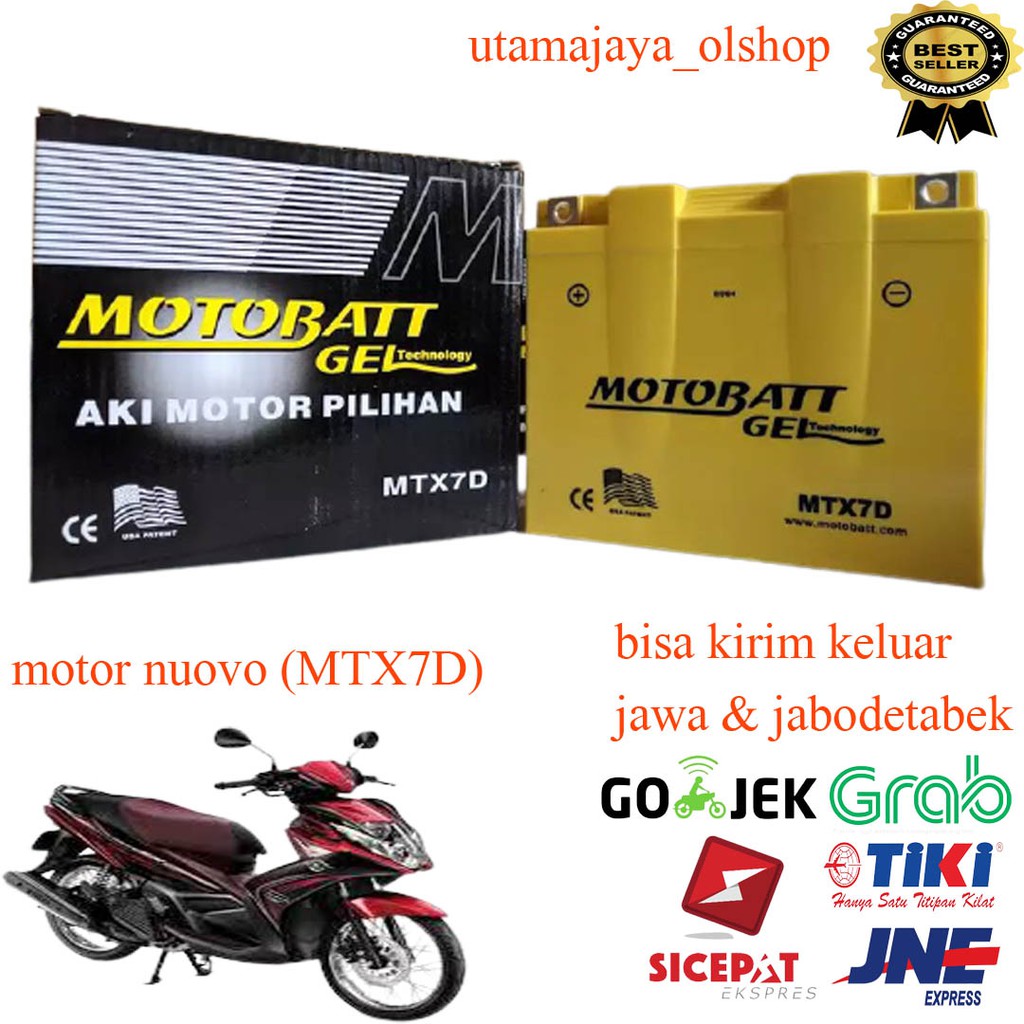 Aki motor yamaha nuovo motobatt motobat MTX7D acu gel ORIGINAL pabrik aki bagus