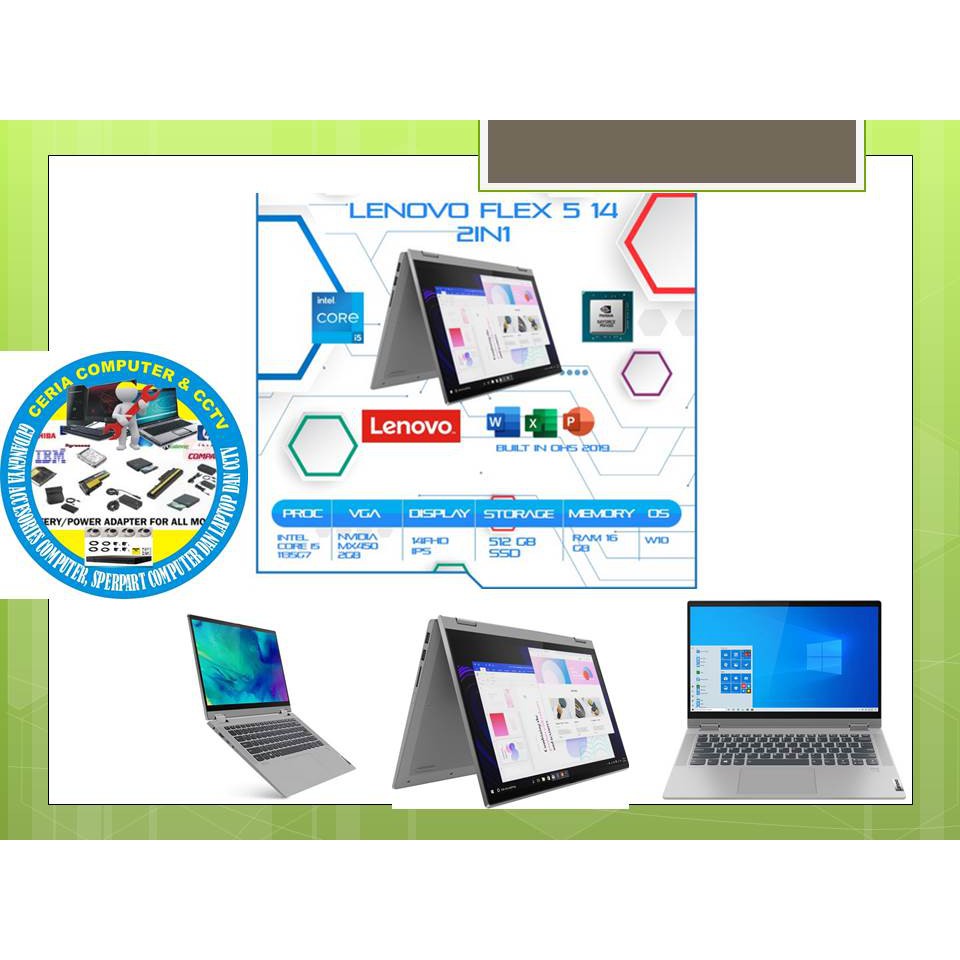 LENOVO FLEX 5 RAM 16GB SSD 512GB LAPTOP Lenovo Flex 5 14 2in1 Touch i5 1135G7 14FHD IPS Pen -C5ID