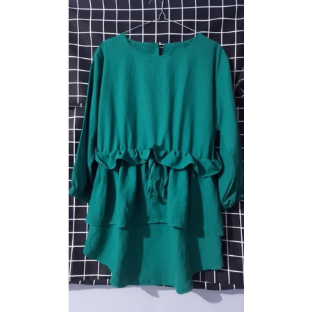 Blouse Tunik Cantik warna hIjau Tosca (Hijau Emerald)