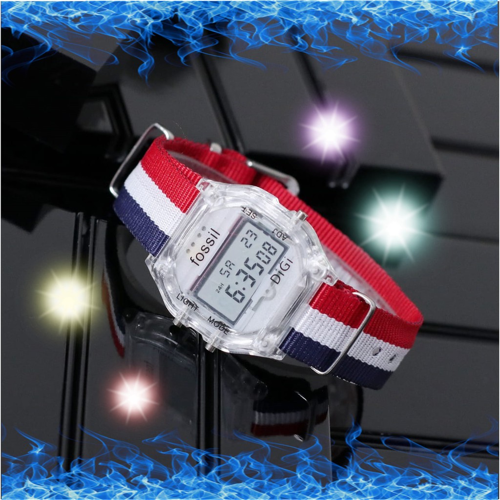 JAM TANGAN WANITA / JAM TANGAN CEWEK / JAM TANGAN MURAH / JAM FS TALI KANVAS DIGITAL MODEL COD