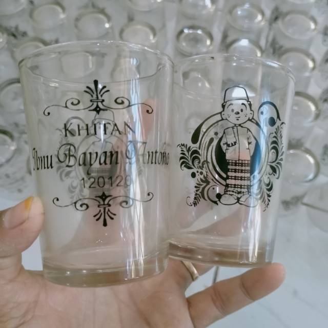 SOUVENIR GELAS SOUVENIR KHITAN SOUVENIR GELAS BELING SABLON