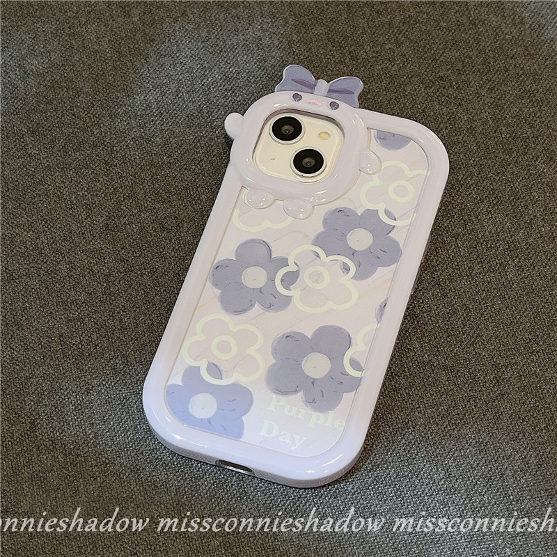 Soft Case TPU Motif Bunga Biru Aksen Pita 3D Untuk iPhone 8Plus 7Plus 11 13 12 Pro MAX XR X 6 6S Plus XS MAX SE 2020