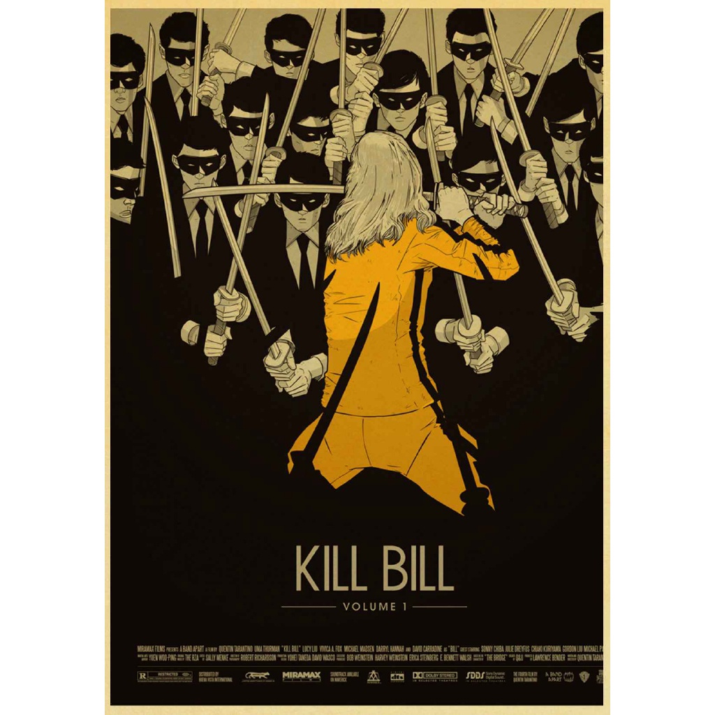 Poster Stiker Dinding Desain Film Kill Bill Klasik Vintage Bahan Kertas Kraft Untuk Dekorasi Rumah / Bar