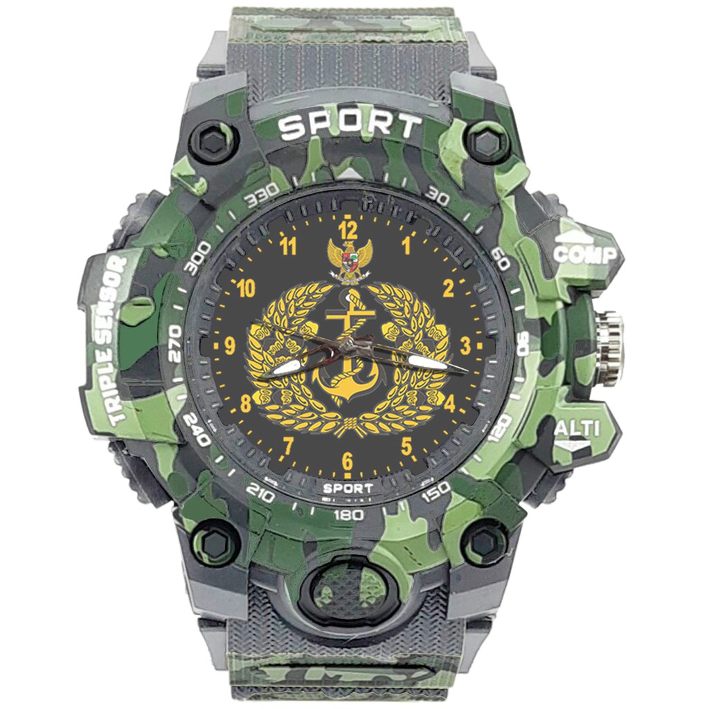 {Istimewa} Jam Tangan TNI-AL (Angkatan Laut) -Abu-Abu  Army Water Resistant