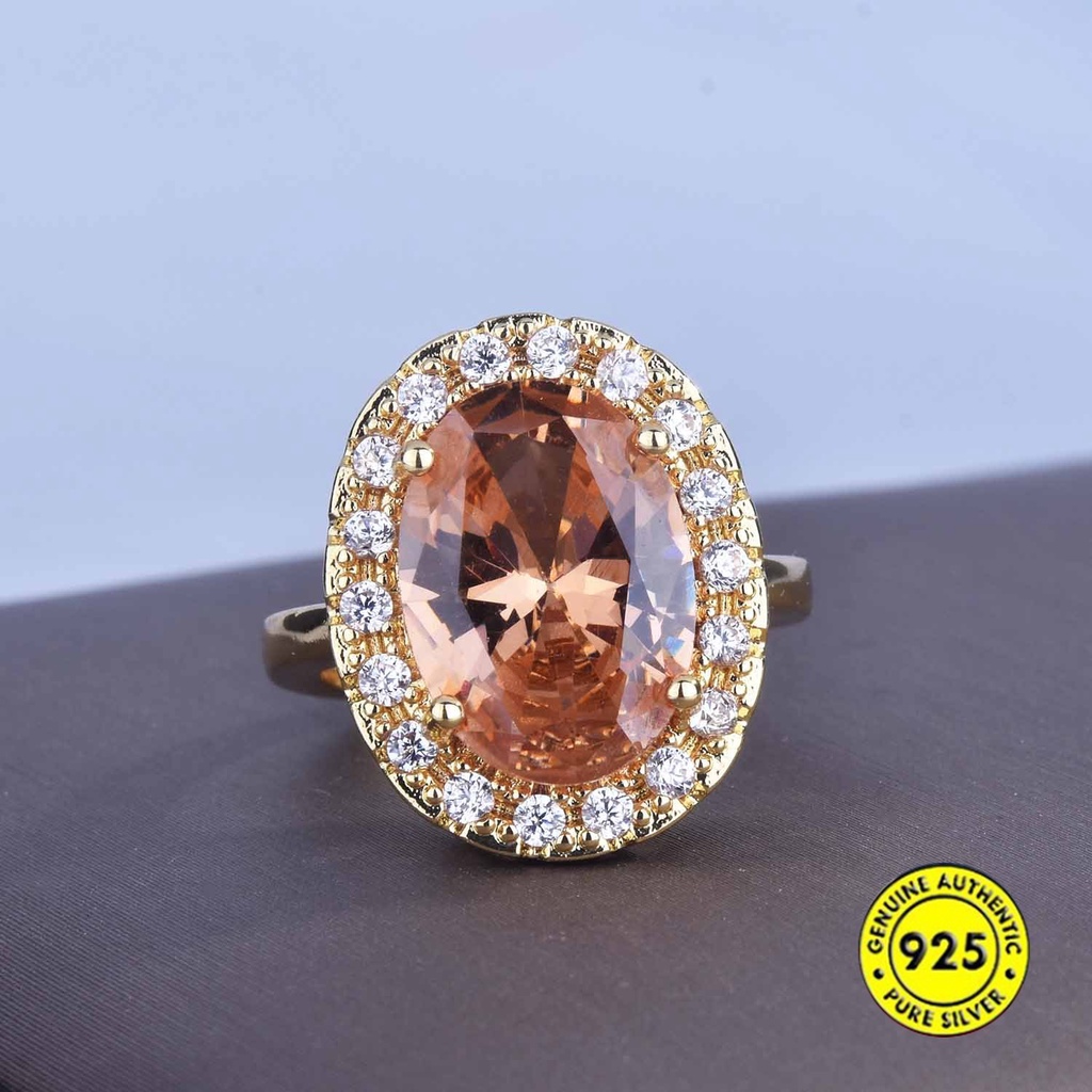 Cincin Open Ring Adjustable Lapis Emas 18k Dengan Batu Permata Morgan Warna Warni