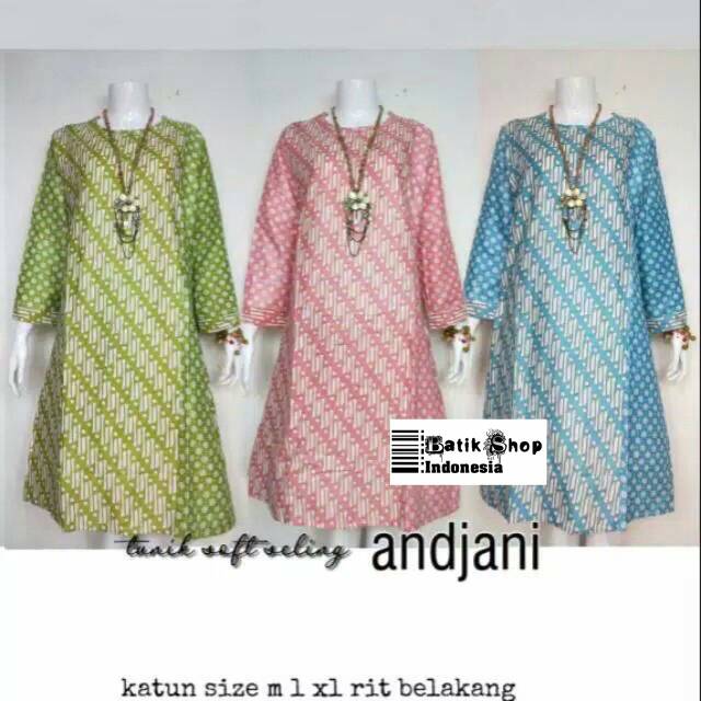 ADA JUMBO Tunik Soft Seling Andjani Batik Pastel Warna Tunic Kerja Parang Kantoran Anjani Muslim