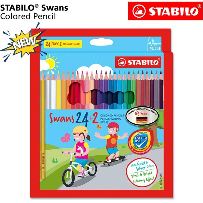 

Stabilo Swans Colored Pencils 24+2 Pcs / Pensil Warna Isi 24+2 Pcs