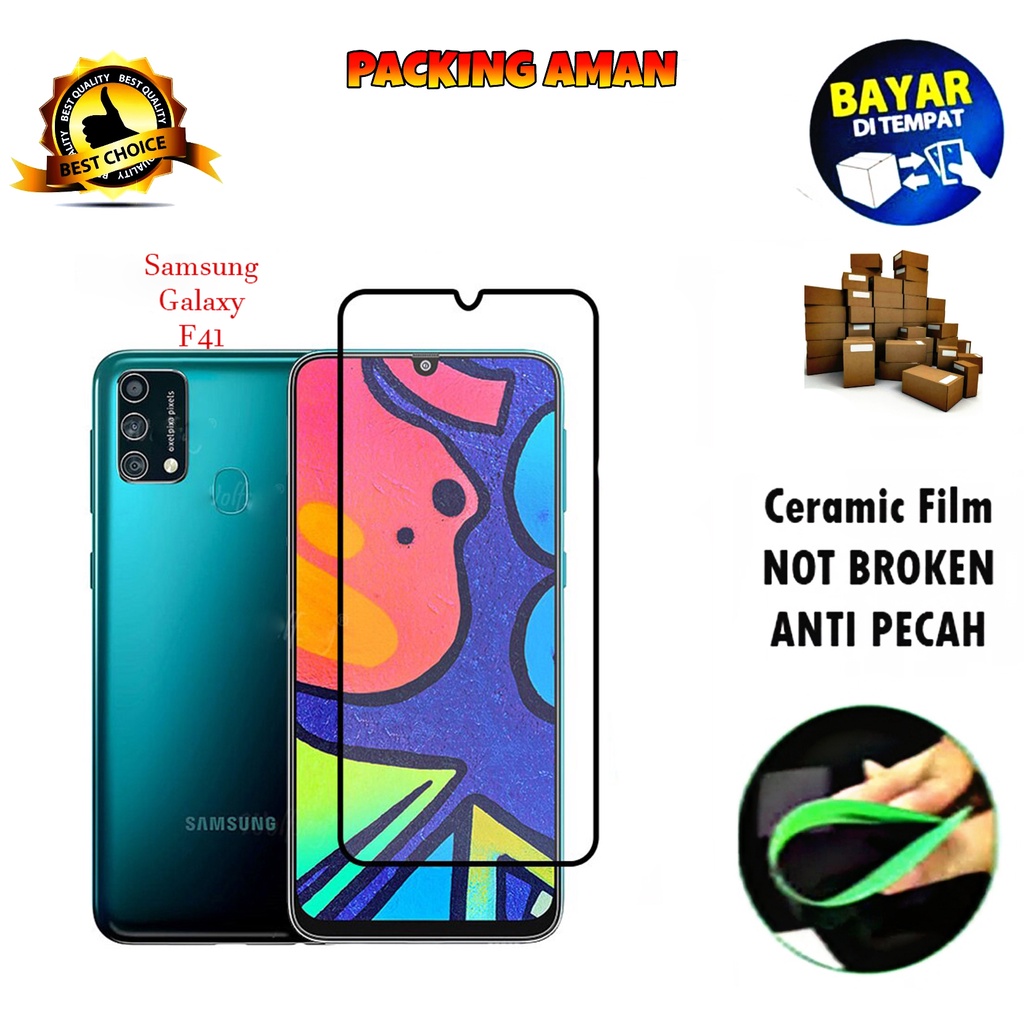 Tempered Glass Samsung Galaxy F41 4G FULL COVER FULL SCREEN Ceramic Film Anti Gores