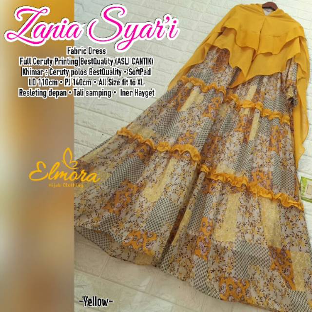 Gamis Zania Syari ceruty printing