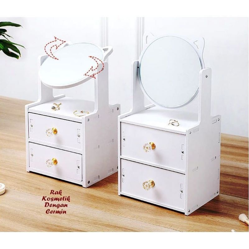 RAK KOSMETIK VINTAGE CERMIN, STORAGE BOX kecantikan make up kosmetik