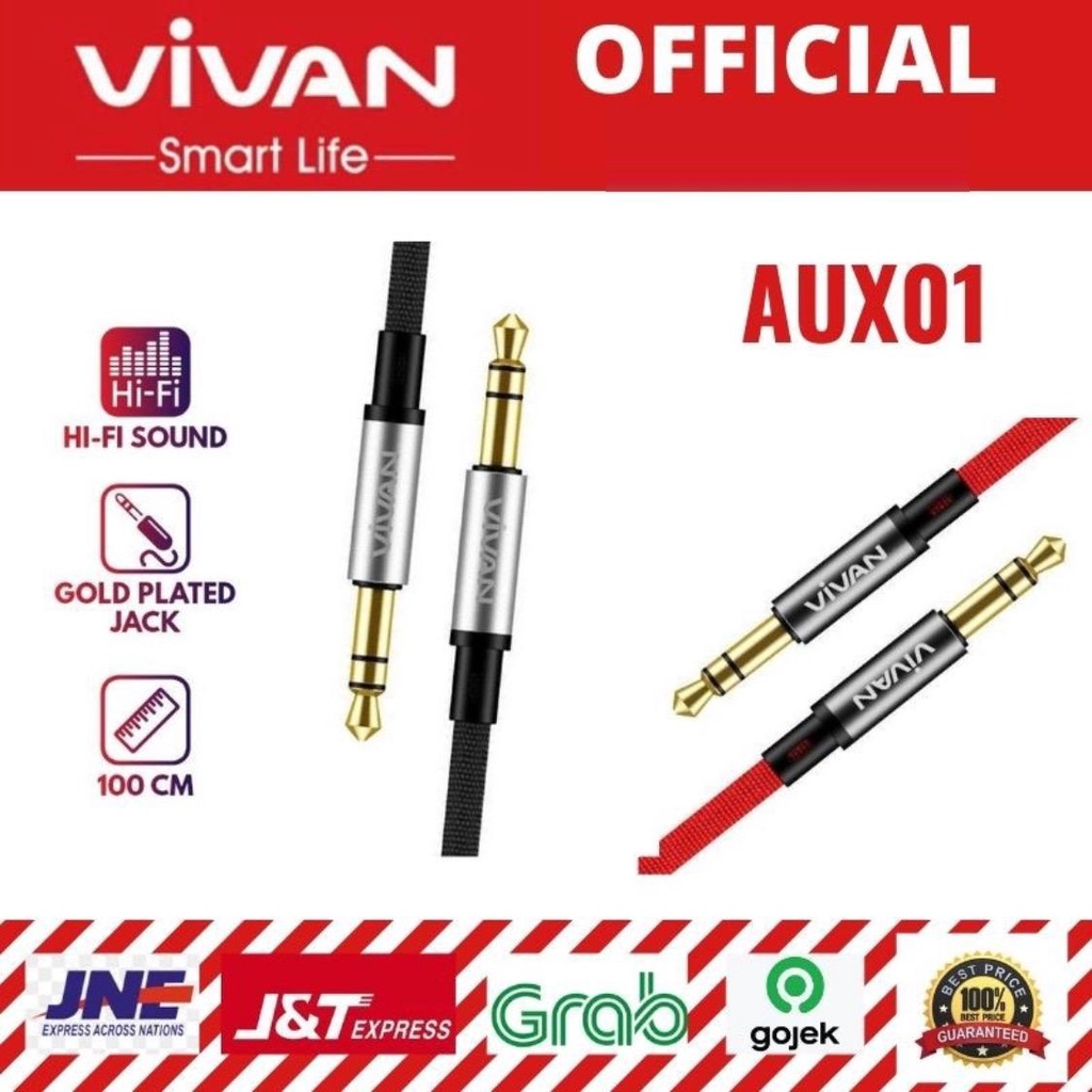 VIVAN Kabel Audio AUX 3.5mm 100cm AUX01 Garansi Resmi 1 Tahun