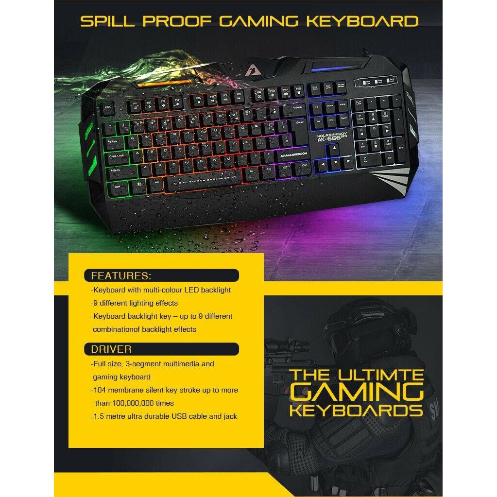 PROMO KEYBOARD GAMING GARANSI 2 TAHUN ARMAGEDON AK666FX GAMING KEYBOARD