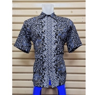 Kemeja Batik Pria Lengan Panjang dan Lengan Pendek Motif Klowing Silver