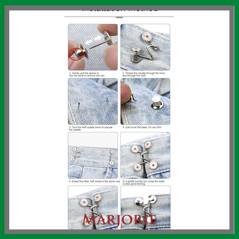 Kuku Gratis Pinggang Dilepas Penutup Tombol Jeans Penyesuaian Tombol Logam-MJD